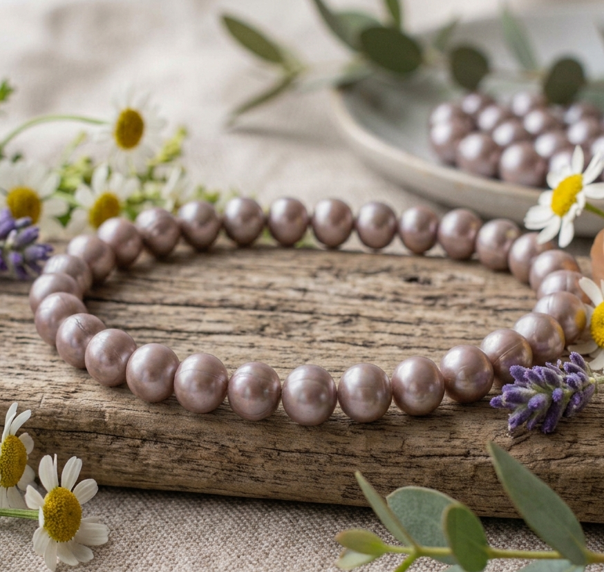 FRESHWATER PEARL BRACELET GOLDEN BROWN