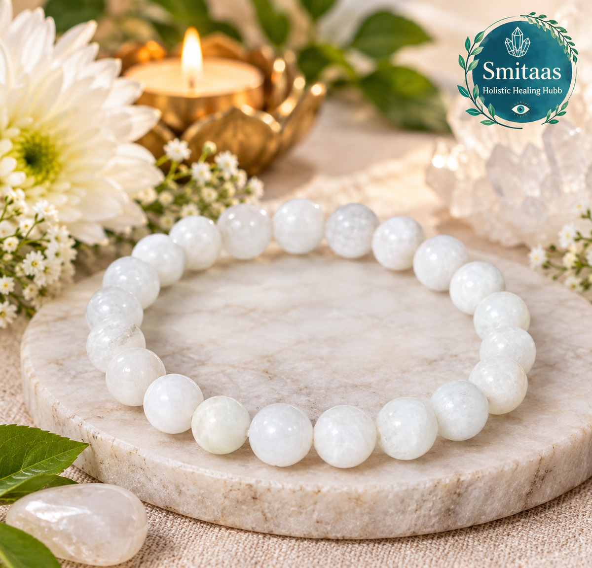 White Moonstone Bracelet | Emotional Balance & Love Crystal