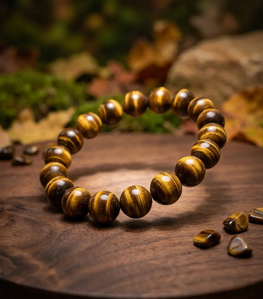 Natural tiger eye bracelet displayed on a clean background for everyday accessory styling.