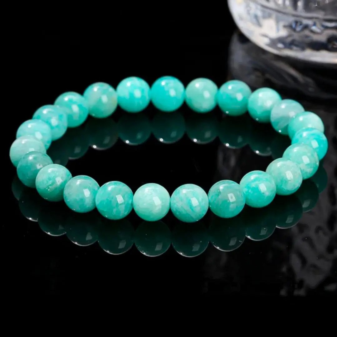 AAA amazonite beaded bracelet with blue green stones for everyday jewelry wear