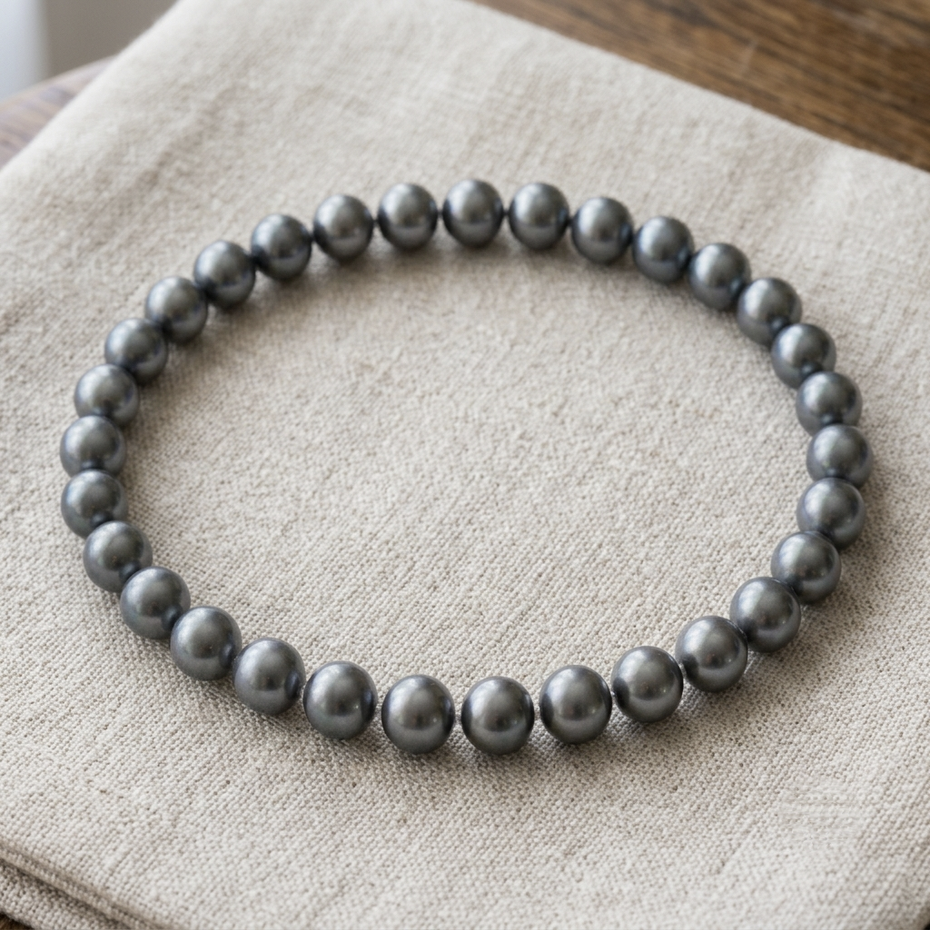 FRESHWATER PEARL BRACELET DARK GRAY METALIC