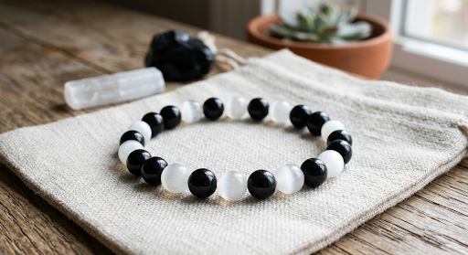 Energy Bodyguard: Black Obsidian & Selenite Bracelet