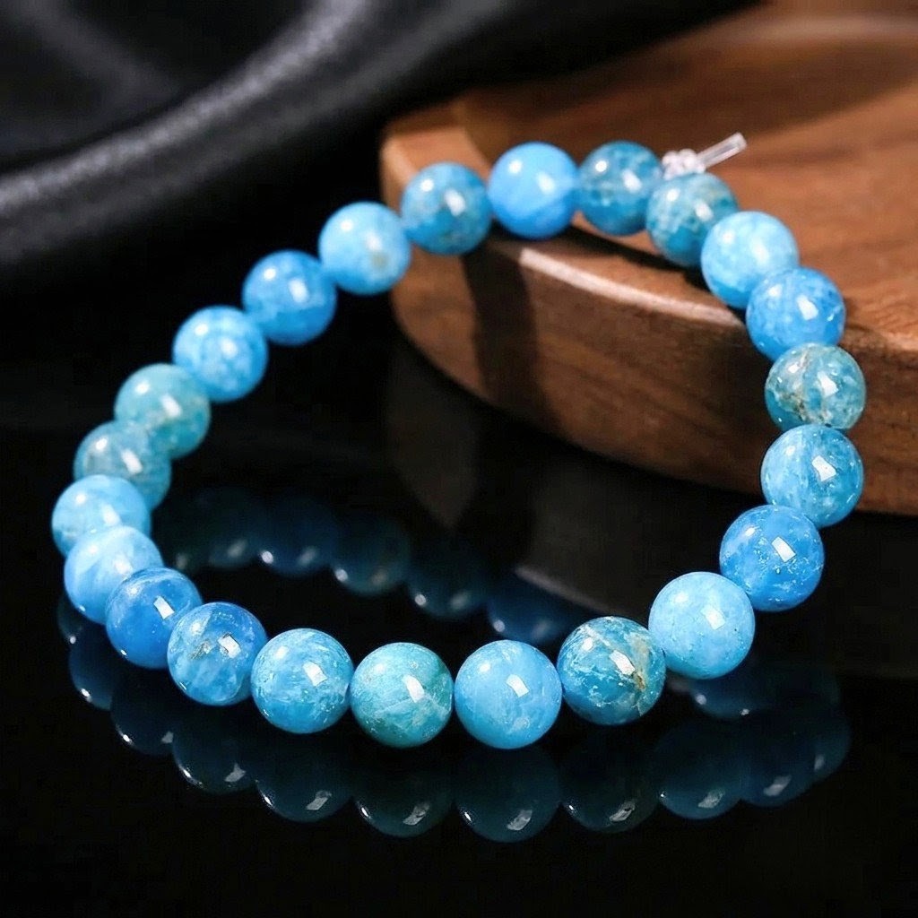 BLUE APATITE BRACELET NEON LARIMA HIGH QUALITY