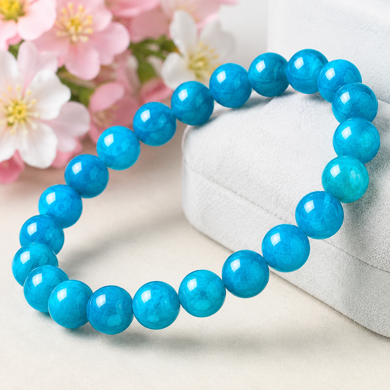BLUE APATITE BRACELET NEON LARIMA HIGH QUALITY