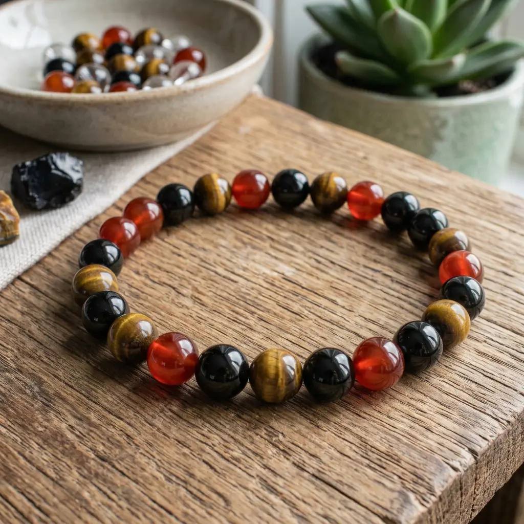 Divine masculine miracle beaded bracelet designed for men's meditation and daily spiritual practice.