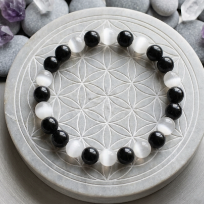 Energy Bodyguard: Black Obsidian & Selenite Bracelet