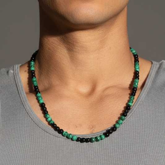 Malachite and Black obsidian necklace